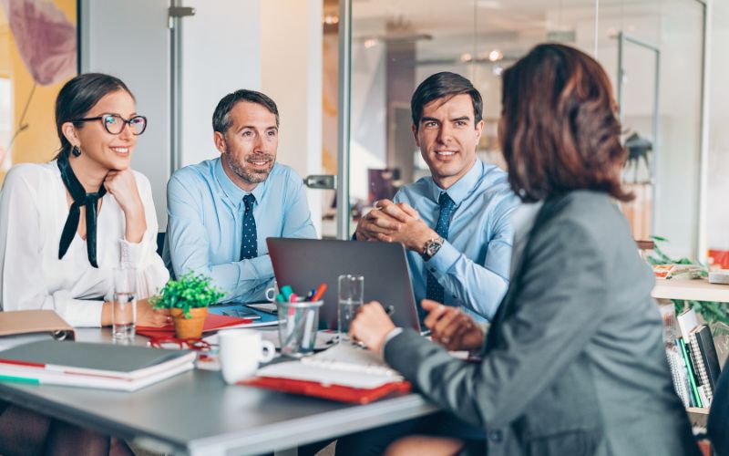 Professionals collaborating in an office